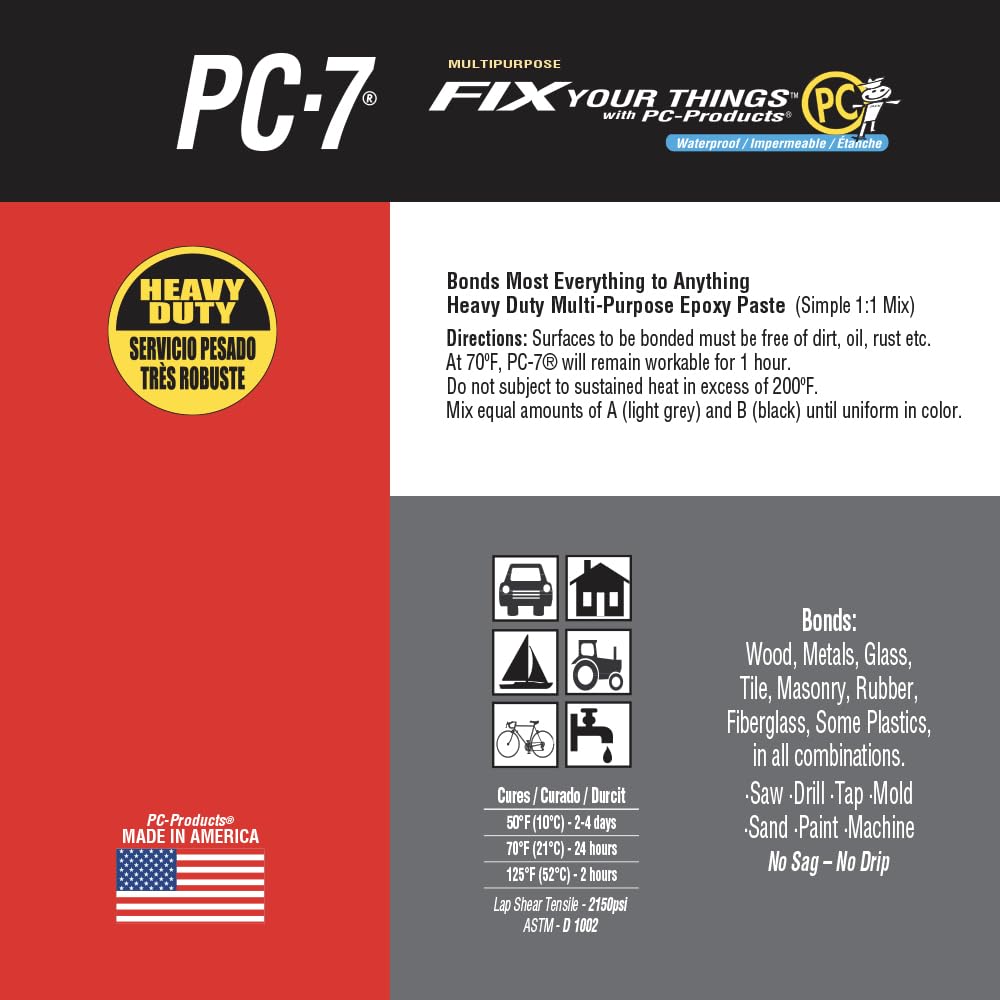 PC Products PC-7 Epoxy Adhesive Paste, Two-Part Heavy Duty, 10 gal in Two Pails, Charcoal Gray 909072