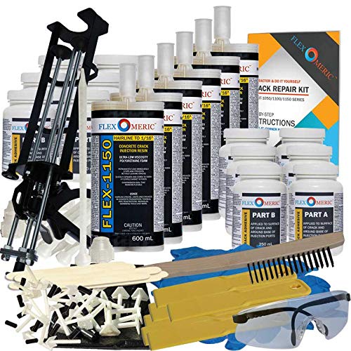 Concrete Foundation Crack Repair Kit - Ultra-Low Viscosity Polyurethane - FLEXKIT-1150-60