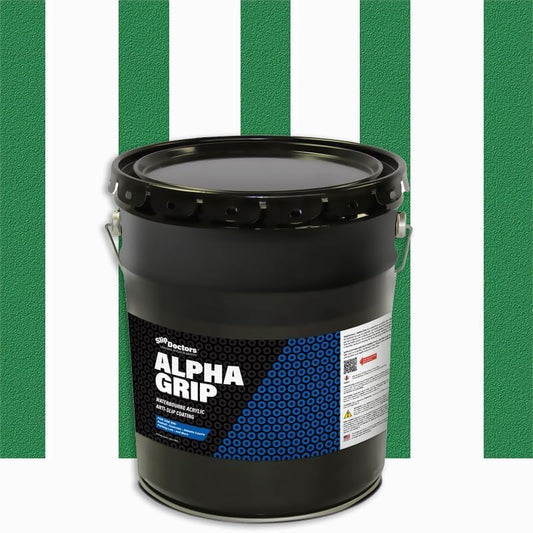 Alpha Grip Non-Slip Paint for Concrete & Asphalt – Non-Skid Coating Ideal for Striping Parking Lots, Playgrounds & Pavements (Tennis Green, 5 Gallon)